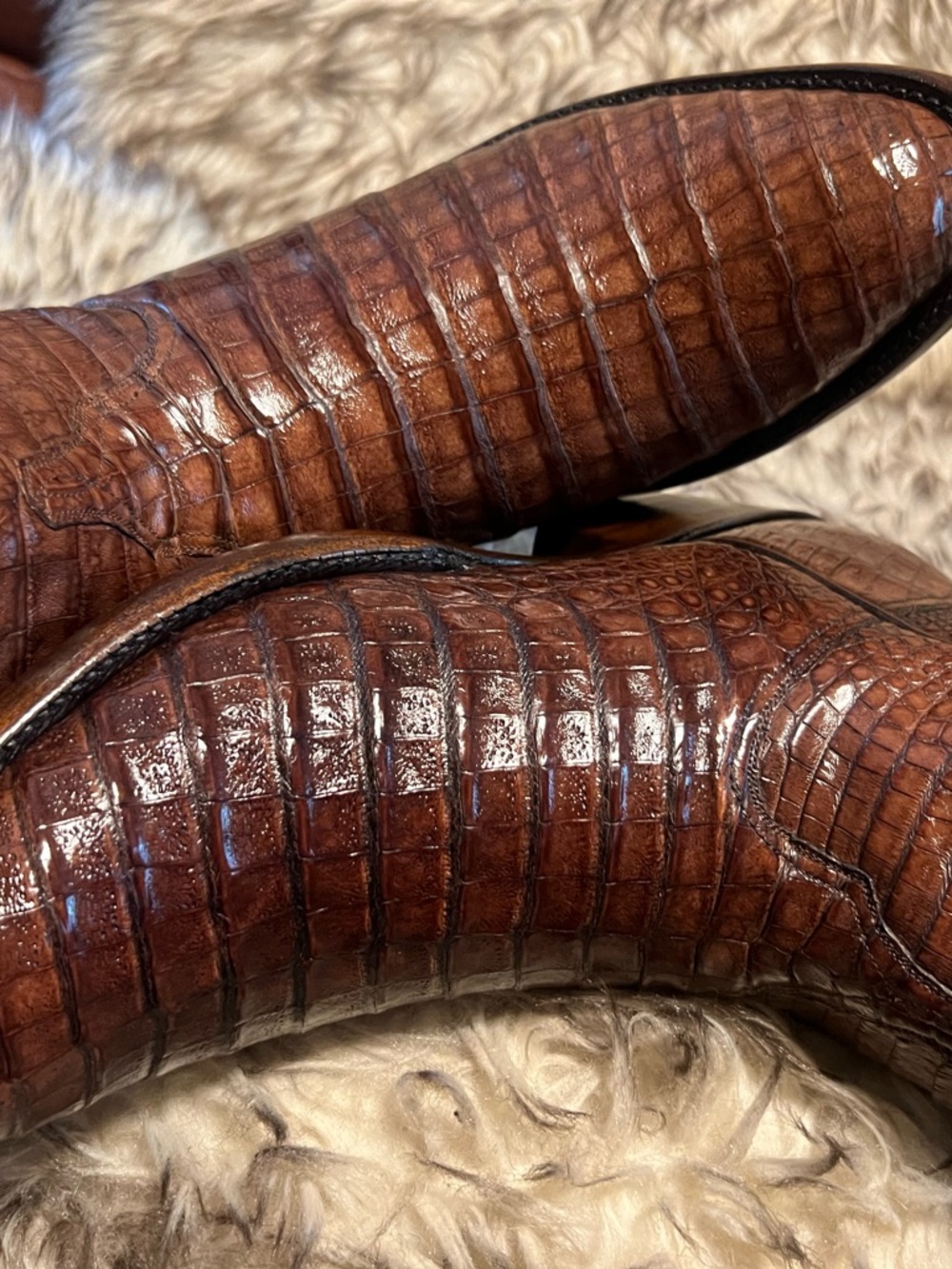 BIG SALE!!Short Time! LUCCHESE men FULL CAIMAN GATOR WESTERN Boots-brown-Sz 9 EE - Picture 16 of 16
